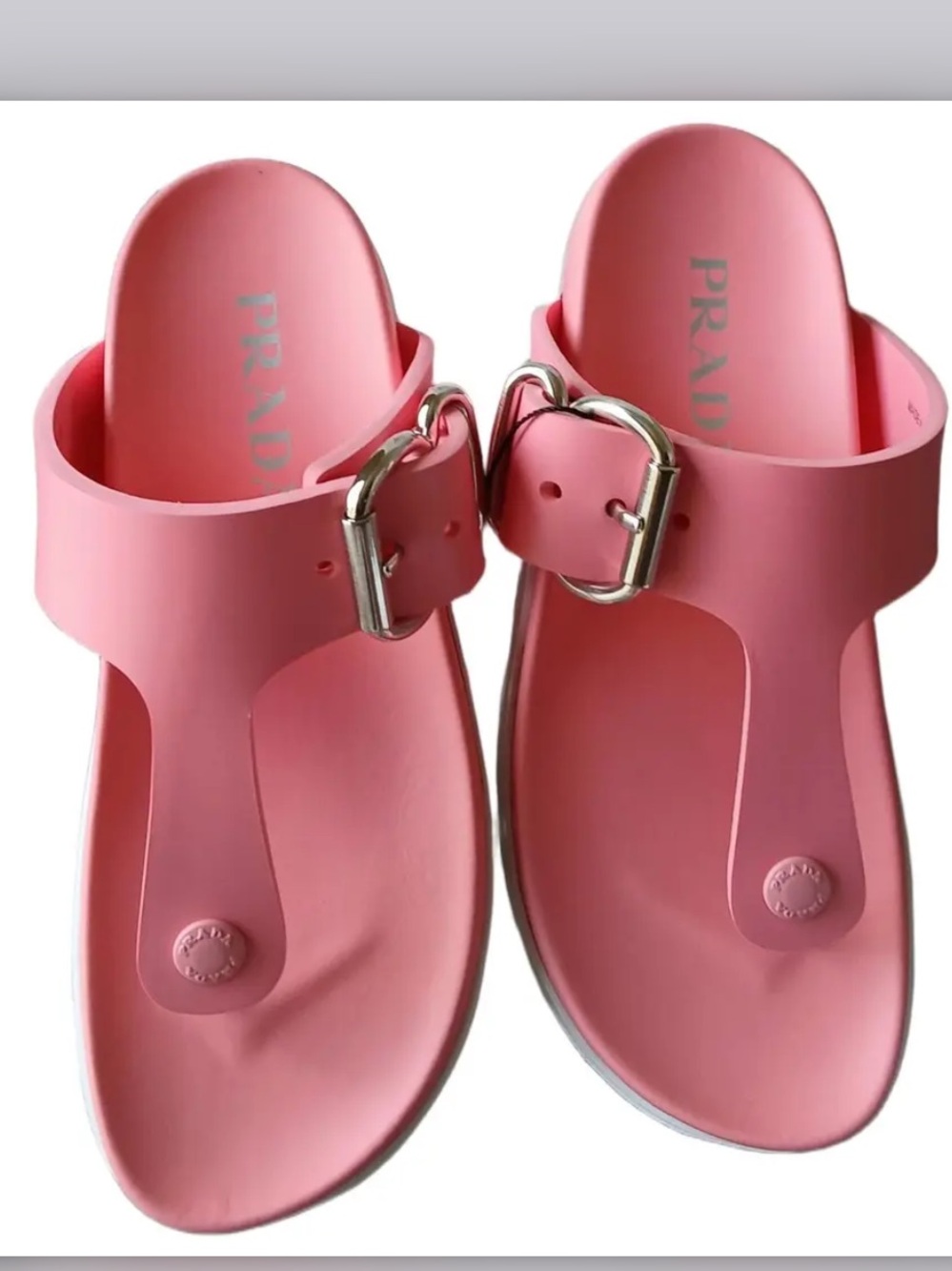 Prada Coral Pink Rubber Slide Sandals